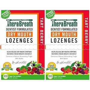 image:imageTheraBreath Dry Mouth Lozenges with ZINC Tart Berry Flavor 100 Count Pack of 2