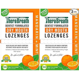 image:imageTheraBreath Dry Mouth Lozenges with Zinc 100 Lozenges Mandarin Mint 100 Count Pack of 2Mineral Supplement