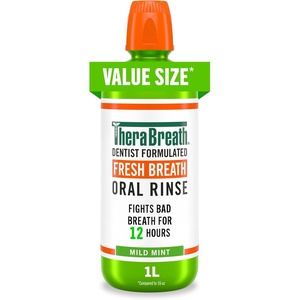 image:imageTheraBreath Fresh Breath Mouthwash Mild Mint 1 Liter338 Fl Oz Pack of 1
