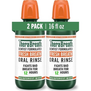 image:imageTheraBreath Fresh Breath Mouthwash Rainforest Mint AlcoholFree 16 Fl Oz 2PackRainforest Mint